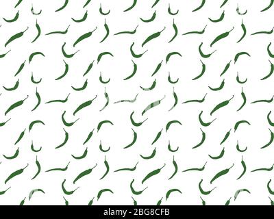 Motif graphique sans couture de l'illustration de poivrons verts épicés sans fin sur fond blanc Illustration de Vecteur