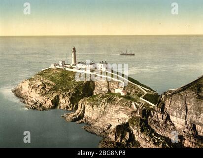 Phare de South Stack, Holyhead, Pays de Galles, vers 1900 Banque D'Images