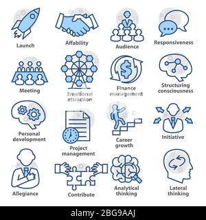 Icônes de gestion d'entreprise en style ligne. Pack 01. Illustration de Vecteur