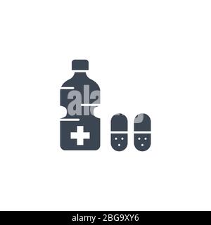 Icône de glyphe vectoriel lié à la bouteille médicale. Illustration de Vecteur