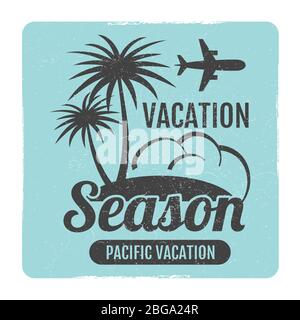 Logo Grunge Summer Travel. Saison vacances, illustration vectorielle Illustration de Vecteur