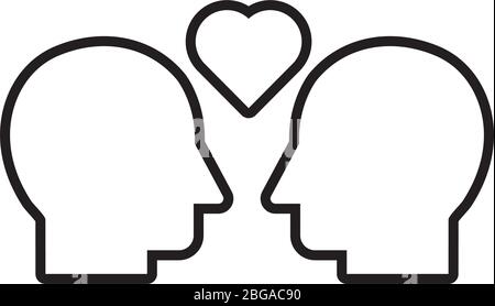 profils humains avec ligne de solidarité de coeur et remplir Illustration de Vecteur