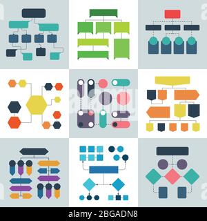 Diagrammes d'écoulement structurels, diagrammes de flux et structures de processus d'écoulement. Illustration du processus de structure des éléments infographiques vectoriels, du diagramme et de l'organigramme Illustration de Vecteur