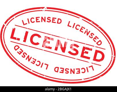 Grunge rouge sous licence mot ovale caoutchouc cachet sur fond blanc Illustration de Vecteur