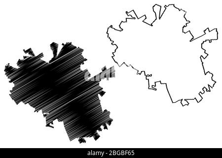 Foggia City (République italienne, Italie, Pouilles) illustration vectorielle de carte, esquisse de gribble Ville de Foggi amap Illustration de Vecteur