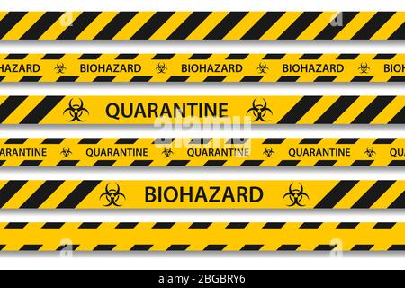 Danger biologique vectoriel danger jaune noir ruban transparent isolé sur fond blanc. Ruban de clôture de sécurité. Quarantaine de la grippe. Avertissement danger grippe Illustration de Vecteur