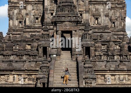 Le temple de Prambanan, Yogyakarta, Java centrale, Indonésie. Banque D'Images