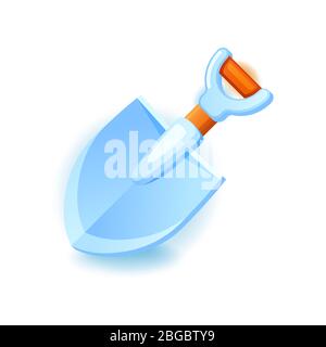 Icône pelle pour jeux Web et mobiles. Illustration vectorielle Garden Shovel isolée sur fond blanc Illustration de Vecteur