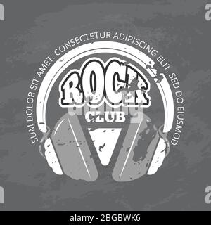 Club de musique rock rétro, logo vectoriel de magasin Illustration de Vecteur