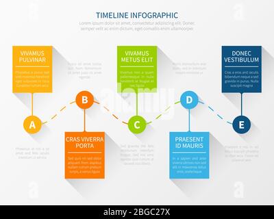 Chronologie vectorielle moderne. Concept infographie de diagramme de workflow pour la présentation marketing. Graphique commercial marketing chronologique, illustration infographie des données du processus de présentation, Illustration de Vecteur