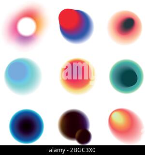 Cercles colorés et éclatants avec collection vectorielle de dégradés éclatants. Spectre lumineux couleur vive, illustration colorée en dégradé Illustration de Vecteur