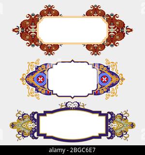 Ensemble de cadre d'ornement islamique coloré avec un endroit vide pour le texte isolé sur fond blanc Illustration de Vecteur