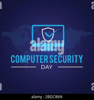 Emblème de la lettre « Computer Security Day » à l'état plat. Calendrier pour chaque jour le 30 novembre. Illustration vectorielle EPS.8 EPS.10 Illustration de Vecteur
