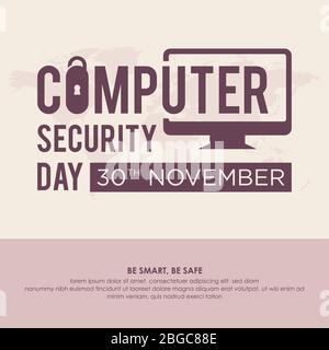 Emblème de la lettre « Computer Security Day » à l'état plat pour la conception d'éléments. Calendrier pour chaque jour le 30 novembre. Illustration vectorielle EPS.8 EPS.10 Illustration de Vecteur