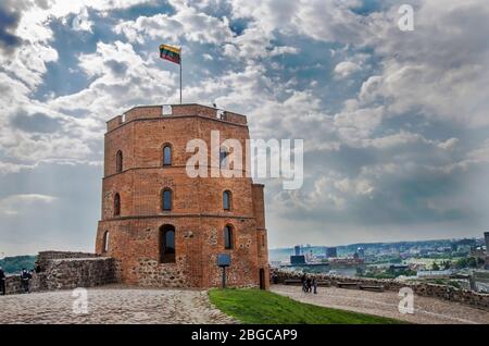 Monument de la tour Gediminus à Vilnius, Lituanie Banque D'Images