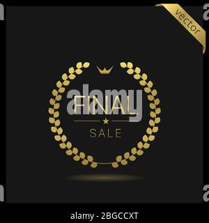 Vente finale icône couronne dorée Illustration de Vecteur