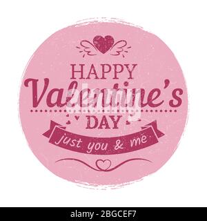 Grunge vintage valentines jour étiquette - modèle de carte d'amour. Amour valentine label, accueil vintage, carte avec décoration. Illustration vectorielle Illustration de Vecteur