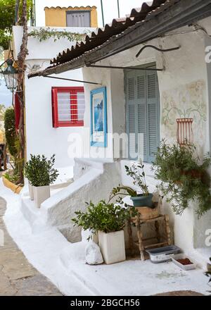 Anafiotika, une île sous l'acropole Banque D'Images
