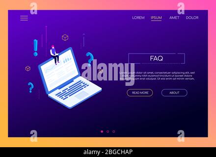 Foire aux questions - bannière web moderne à vecteur isométrique Illustration de Vecteur