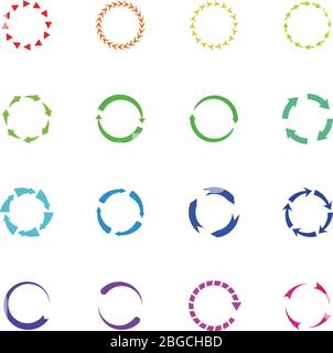 Cercle de couleur flèches de rechargement icônes vectorielles. Flèches rondes. Illustration de la boucle de rechargement et de rafraîchissement de flèche Illustration de Vecteur