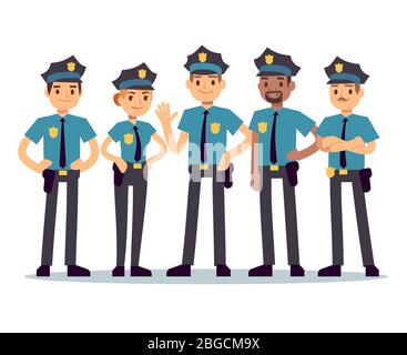 Groupe de policiers. Femmes et hommes flics vectoriels. police cop et agent de sécurité dans une illustration uniforme Illustration de Vecteur