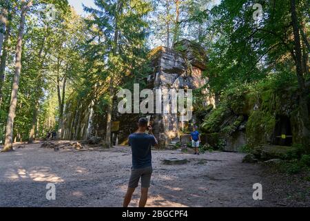 Luftschutzbunker von Adolf Hitler, Wolfsschanze, Masuren, Polen, Europa Banque D'Images