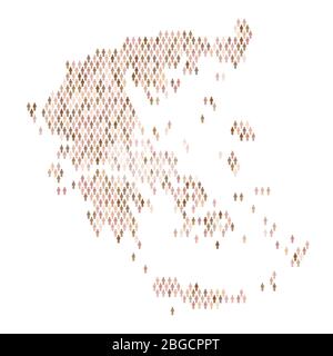 Infographie de la population grecque. Carte faite de personnes de figure de bâton Illustration de Vecteur