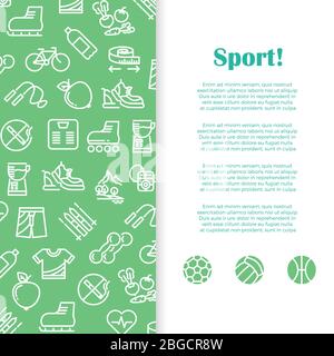 Modèle de bannière sport et fitness avec icônes de ligne. Bannière sport, illustration vectorielle d'activité d'entraînement Illustration de Vecteur