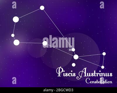 Constellation de Piscis Austranus. Ciel étoilé. Grappe d'étoiles, galaxie. Espace profond. Illustration vectorielle Illustration de Vecteur