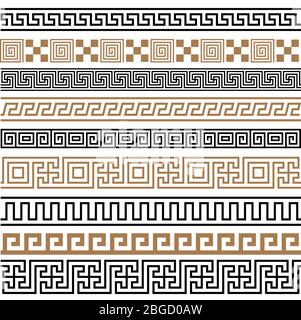 Le grec ancien seamless pattern set cadres frontières Illustration de Vecteur