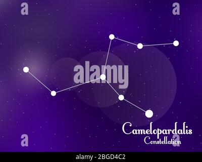 Constellation de camelopardalis. Ciel étoilé. Grappe d'étoiles, galaxie. Espace profond. Illustration vectorielle Illustration de Vecteur