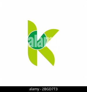 lettre vk cercle vert feuille abstrait logo géométrique vecteur Illustration de Vecteur