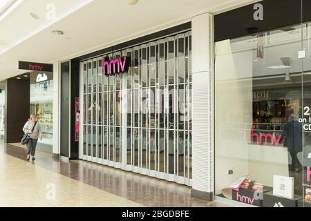 Défunct hmv Store (30.03.2019) au centre commercial de Cribbs Causeway, Bristol, Royaume-Uni Banque D'Images