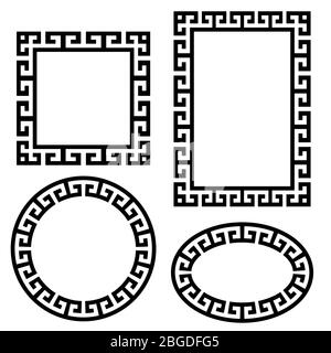 Cadre de bordure de clé grecque rond, jeu carré. Vecteur Illustration de Vecteur