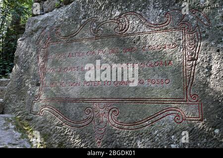 Bomarzo, Italie - 09/30/2017: Le célèbre parc monstre dans la municipalité de Bomarzo en Italie Banque D'Images