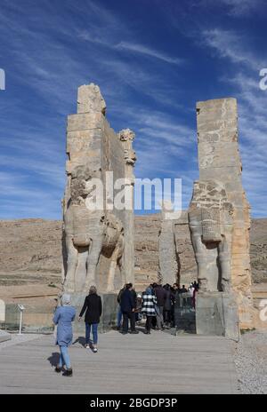 Porte de toutes les nations (Xerxès Gate), Persepolis, Marvdasht, Fars Province, Iran, Perse, Moyen-Orient Banque D'Images