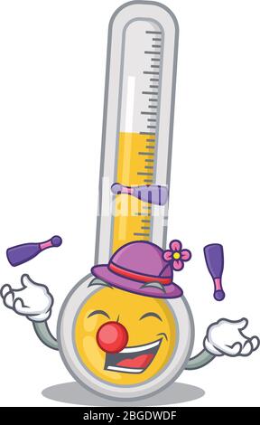 Un thermomètre chaud et attrayant style dessin animé jouant jonglant Illustration de Vecteur