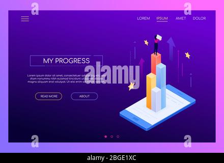 Mon progrès - moderne isométrique vecteur web bannière Illustration de Vecteur