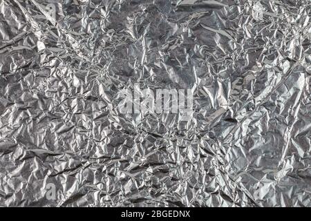 fond plat et texture de la feuille d'aluminium froissé Banque D'Images