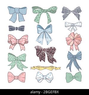 Arcs rétro. Kit beauté d'accessoires pour femme. Rubans illustrations vectorielles isolées