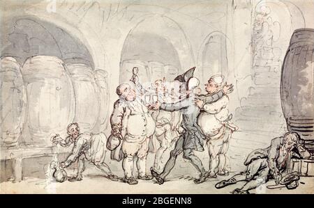 Thomas Rowlandson, Dr Syntax, a rendu libre de la cave, dessin, avant 1827 Banque D'Images