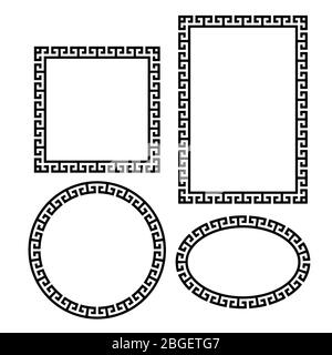 Cadre de bordure de clé grecque rond, jeu carré. Vecteur Illustration de Vecteur