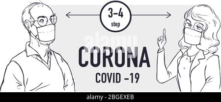 Mesure de protection contre l'illustration du stock d'icônes de coronavirus Illustration de Vecteur