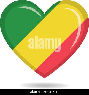 Drapeau national du Congo dans l'illustration vectorielle de forme cardiaque Illustration de Vecteur