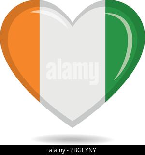 Drapeau national de Côte d'Ivoire dans l'illustration vectorielle de forme de coeur Illustration de Vecteur