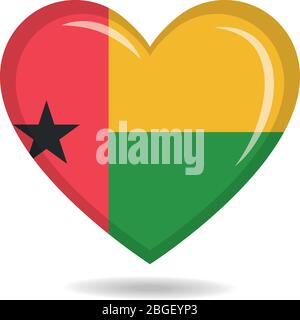 Drapeau national de la Guinée-Bissau dans l'illustration vectorielle de forme cardiaque Illustration de Vecteur