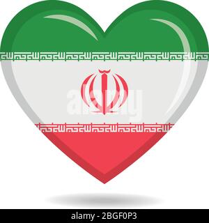 Drapeau national iranien dans l'illustration vectorielle de forme cardiaque Illustration de Vecteur