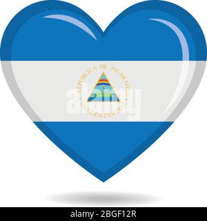 Nicaragua drapeau national dans l'illustration vectorielle de forme cardiaque Illustration de Vecteur