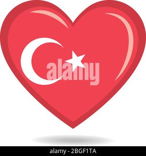 Drapeau national de la Turquie dans l'illustration vectorielle de forme cardiaque Illustration de Vecteur