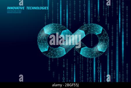Symbole infini des opérations de développement de logiciels DevOps. Qualité du cycle de vie du système d'administration du programmateur. Codage de la version de test du bâtiment Illustration de Vecteur